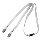 White Double Alligator Clip Lanyards