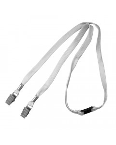 White Double Alligator Clip Lanyards